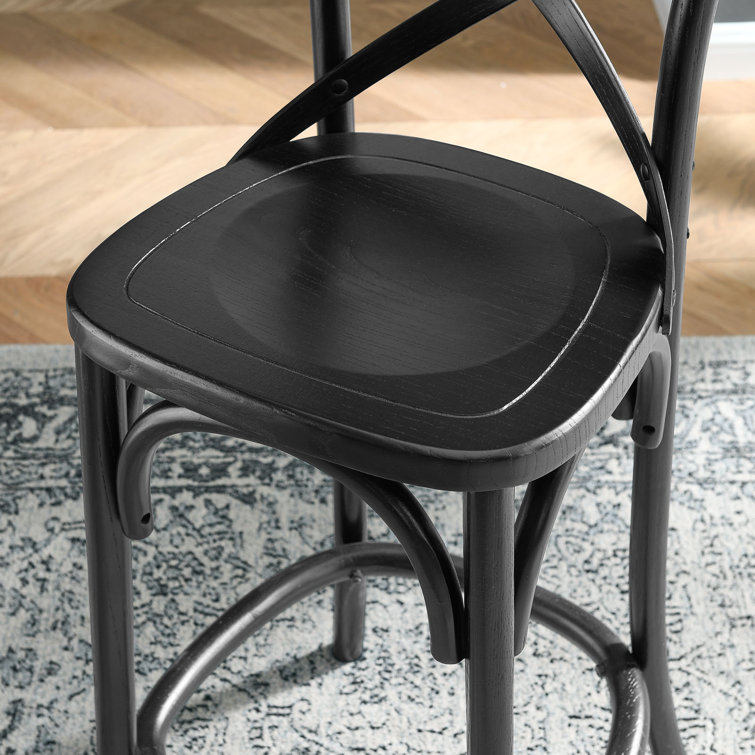 Modern Farmhouse Elm Wood Gear Counter Stool in Black
