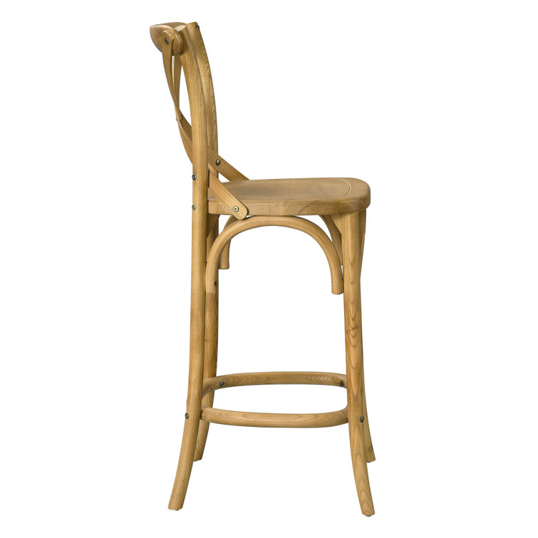 Midnight Blue Elm Wood X-Brace Counter Stool