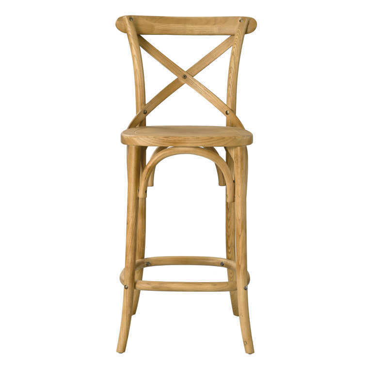 Modern Farmhouse Elm Wood Gear Counter Stool in Black