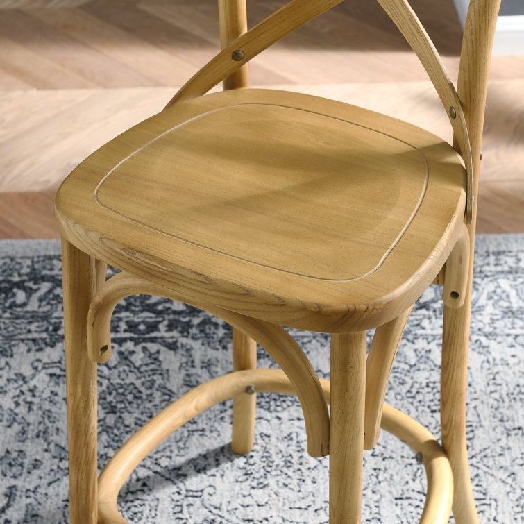 Modern Farmhouse Elm Wood Gear Counter Stool in Black