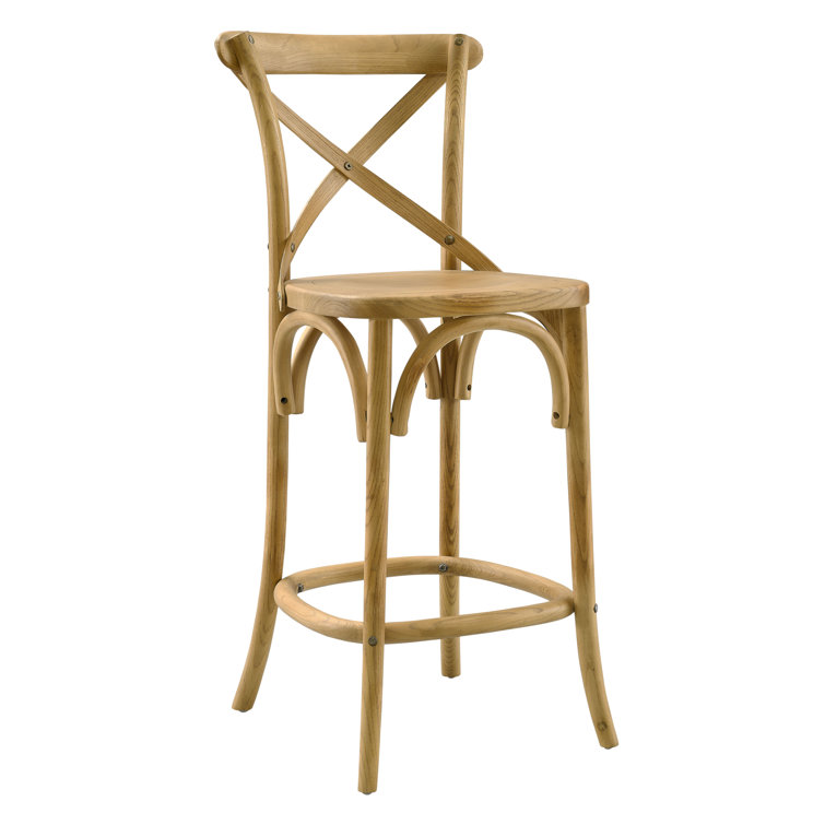 Modern Farmhouse Elm Wood Gear Counter Stool in Black