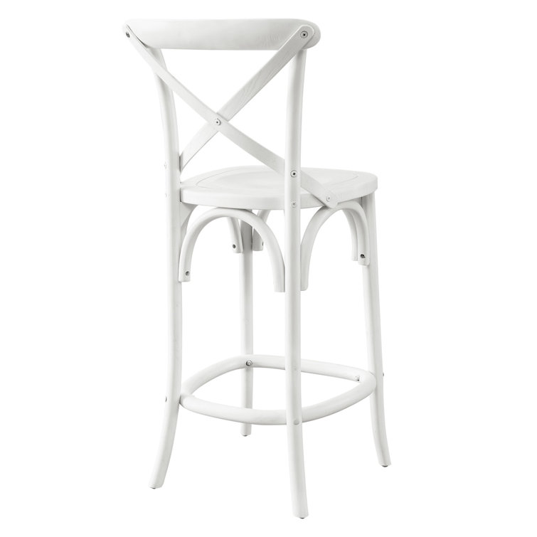 White Elm Wood X-Back Counter Stool
