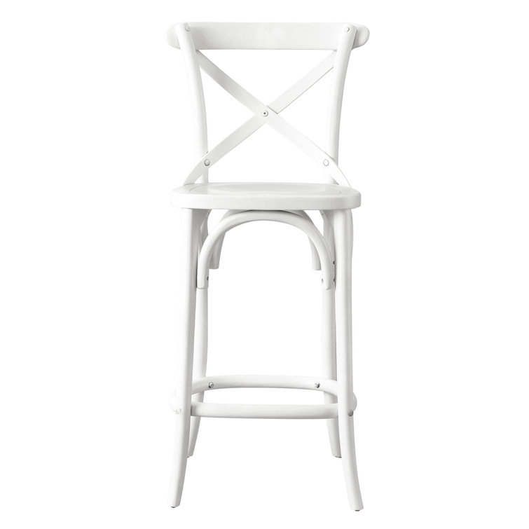 White Elm Wood X-Back Counter Stool