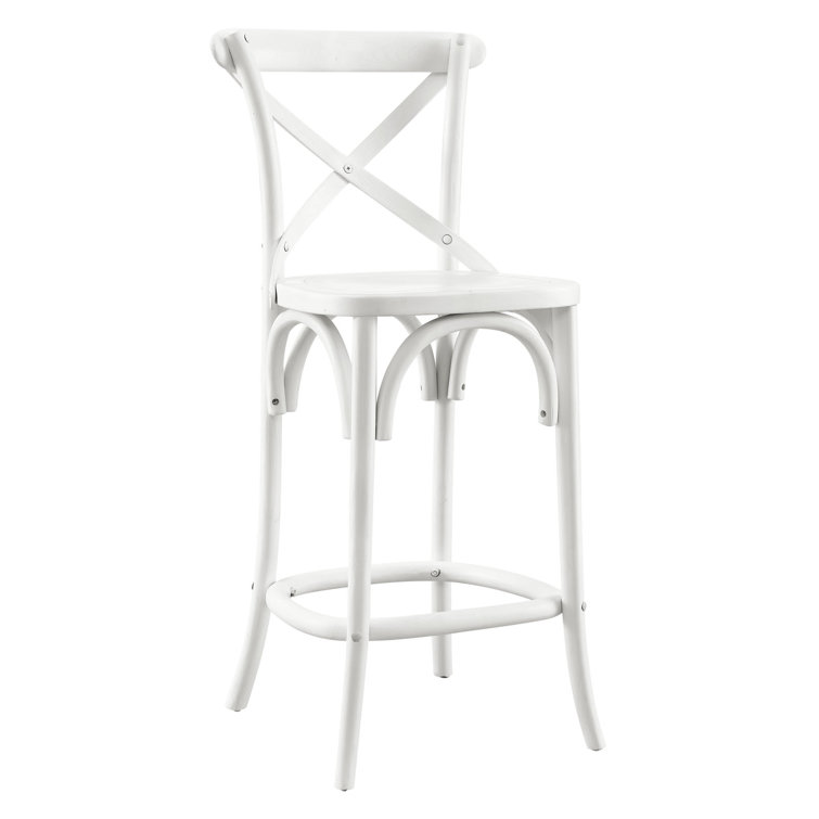 White Elm Wood X-Back Counter Stool