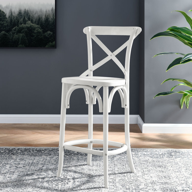 White Elm Wood X-Back Counter Stool