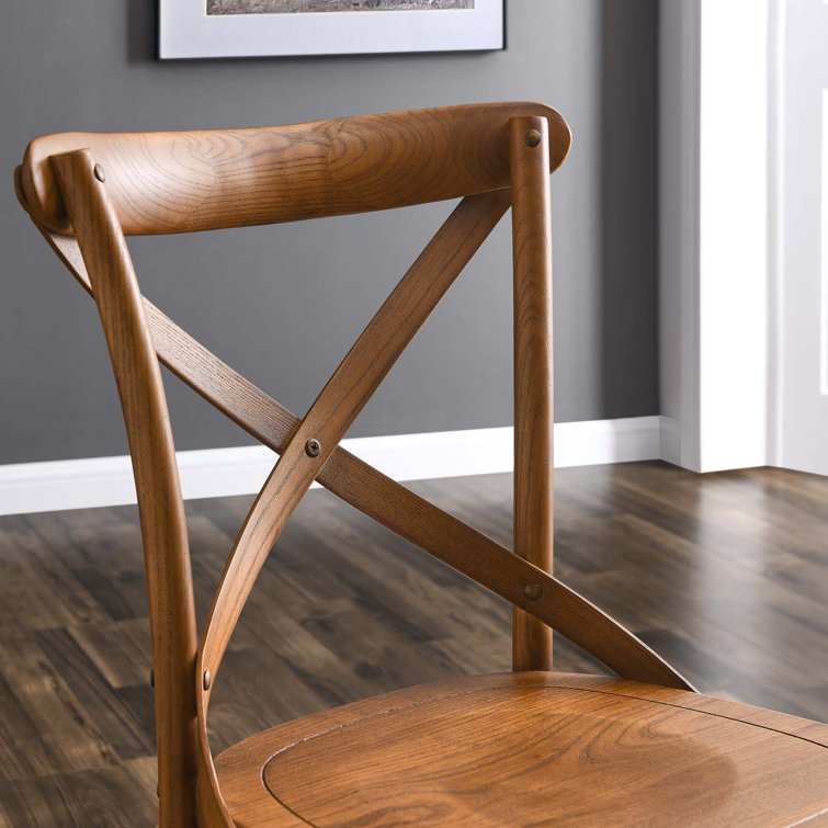 Walnut High Cross Back Upholstered Side Chair