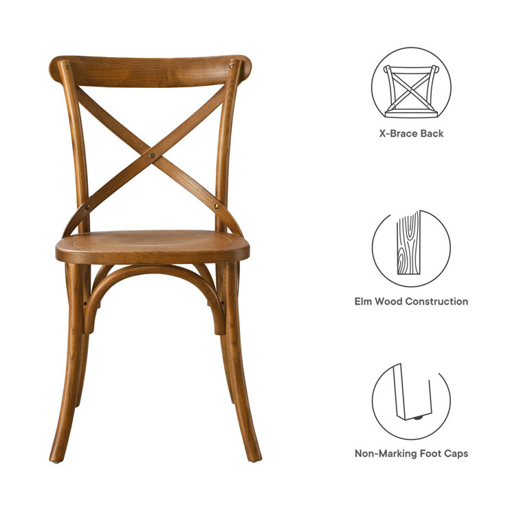 Walnut High Cross Back Upholstered Side Chair