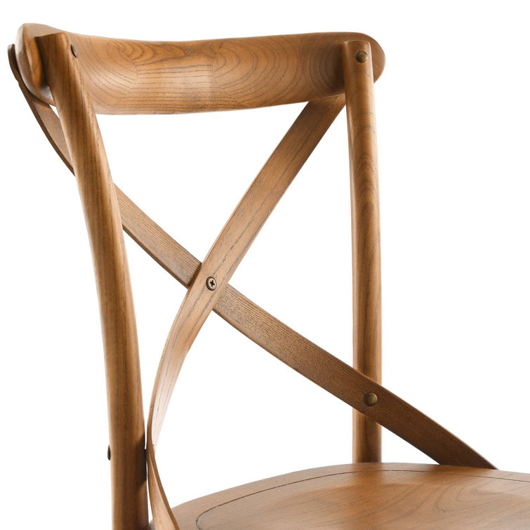 Walnut High Cross Back Upholstered Side Chair