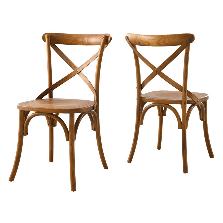 Walnut High Cross Back Upholstered Side Chair