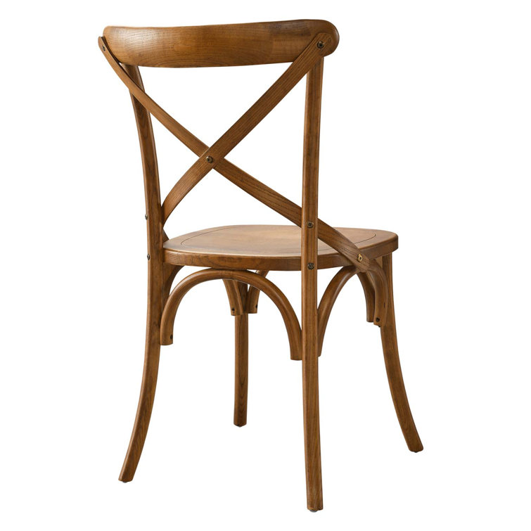 Walnut High Cross Back Upholstered Side Chair