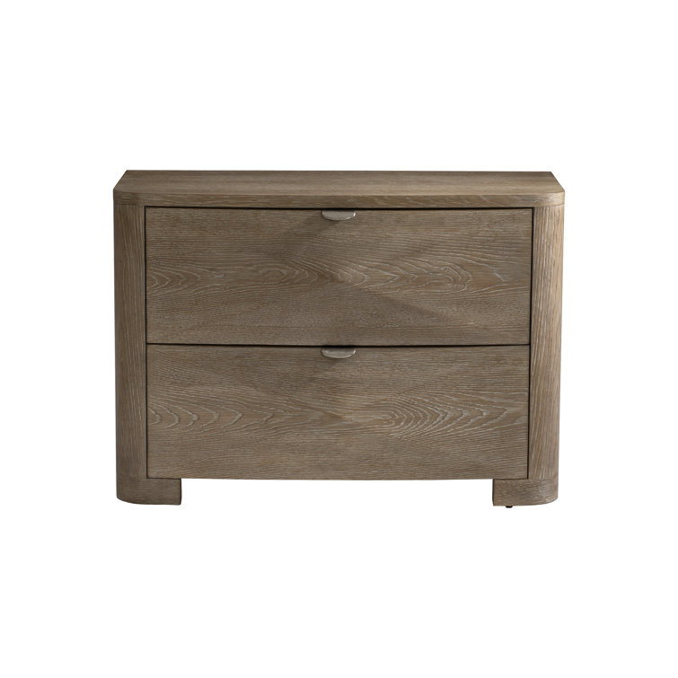 Aventura Transitional Brown 2-Drawer Nightstand with USB Ports