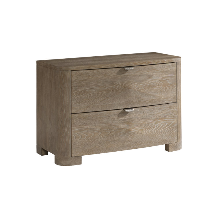 Aventura Transitional Brown 2-Drawer Nightstand with USB Ports