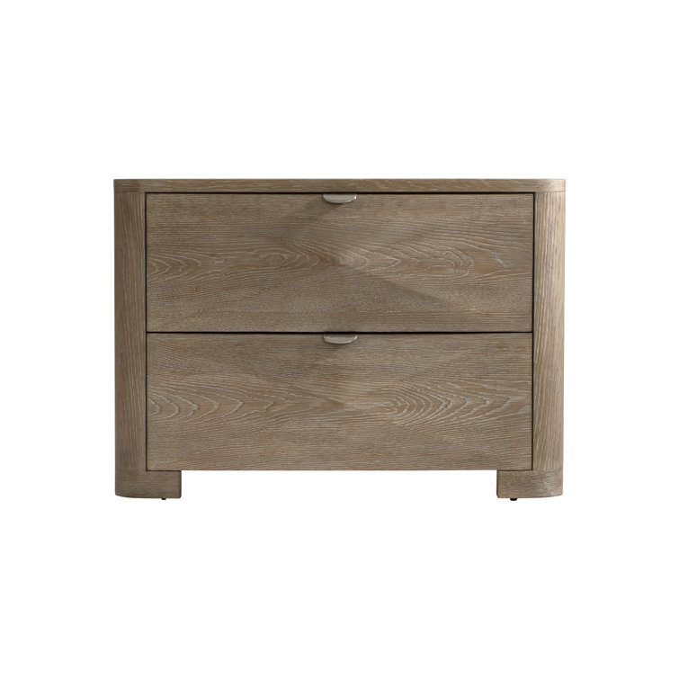 Aventura Transitional Brown 2-Drawer Nightstand with USB Ports