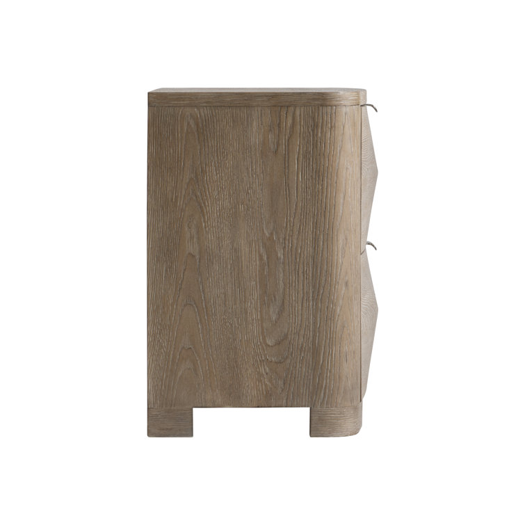 Aventura Transitional Brown 2-Drawer Nightstand with USB Ports
