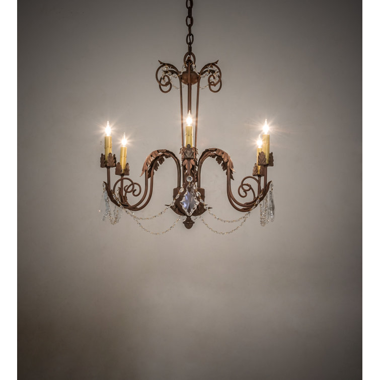 Lindsay 6-Light Crystal and Gold Empire Chandelier