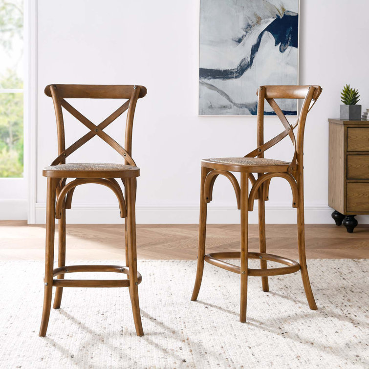 Charmwood Elm and Rattan 19" Counter Stool in Natural
