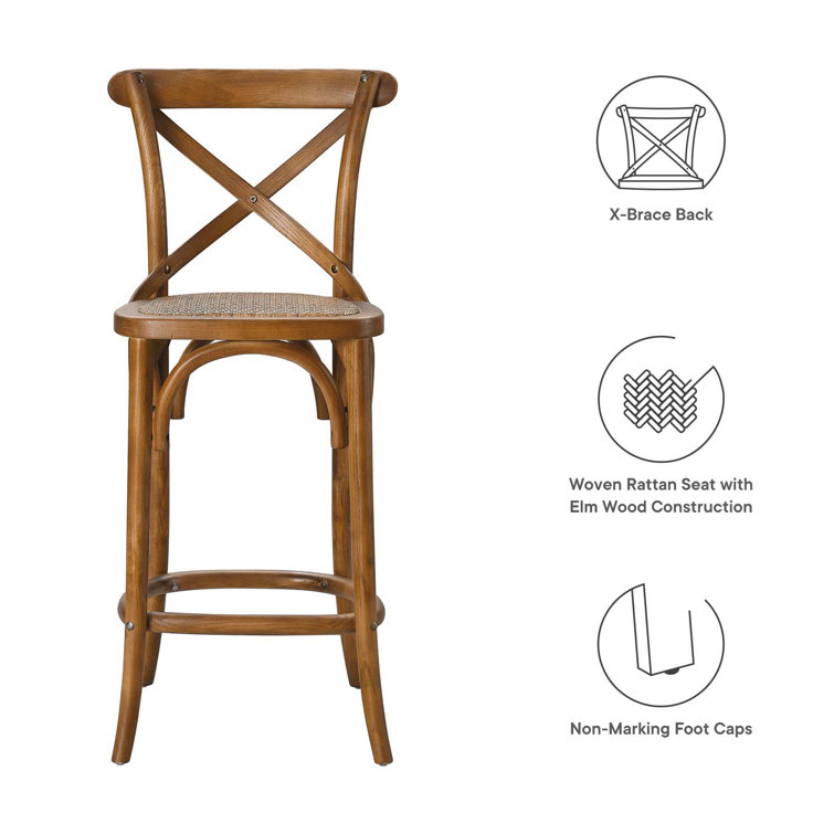 Charmwood Elm and Rattan 19" Counter Stool in Natural
