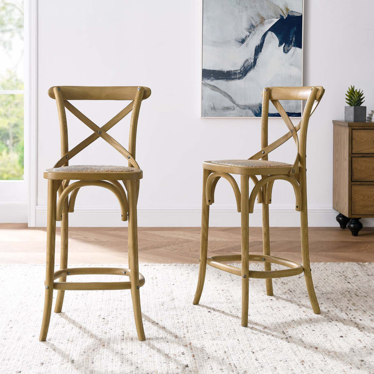 Charmwood Elm and Rattan 19" Counter Stool in Natural