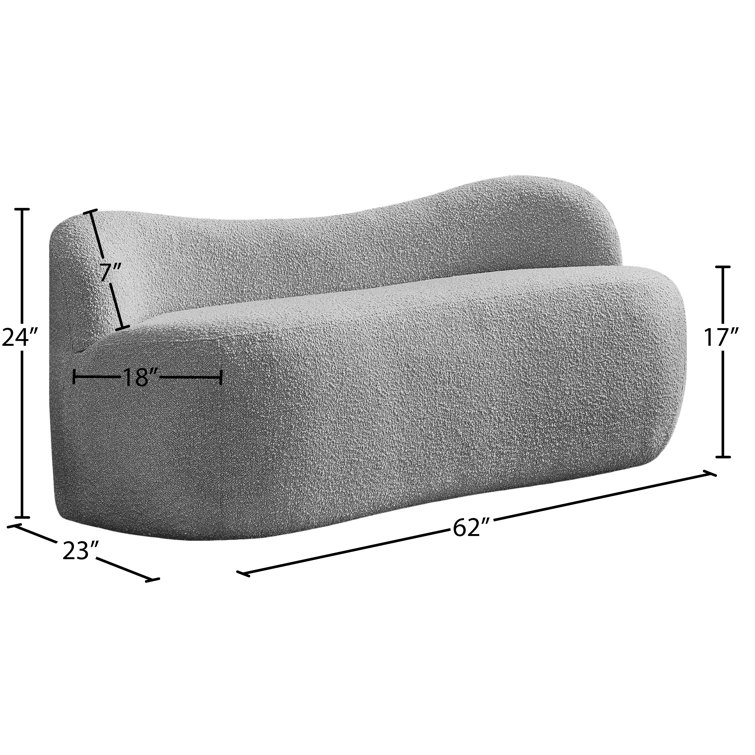 Flair Gray Boucle Fabric Curved Back Bench