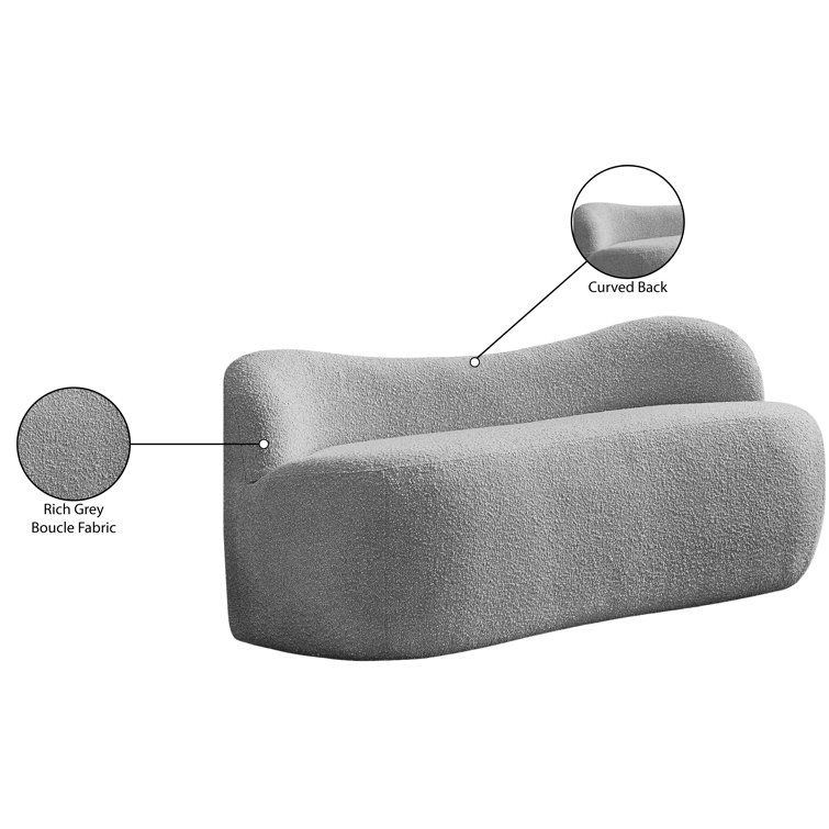 Flair Gray Boucle Fabric Curved Back Bench