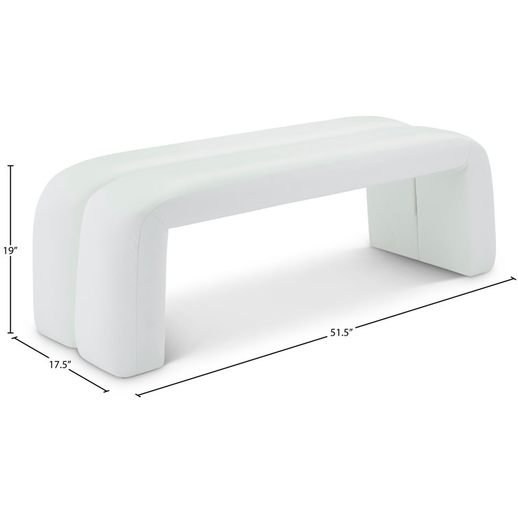 Arc White Faux Leather Tufted Bench with Straight Legs