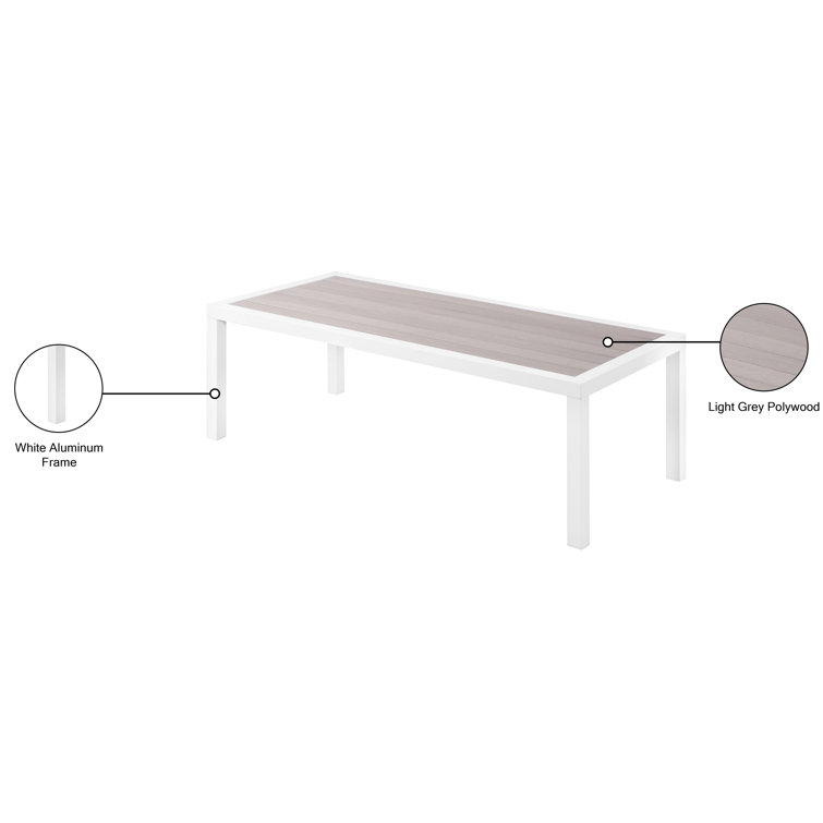 Nizuc Light Gray and White Aluminum Outdoor Coffee Table