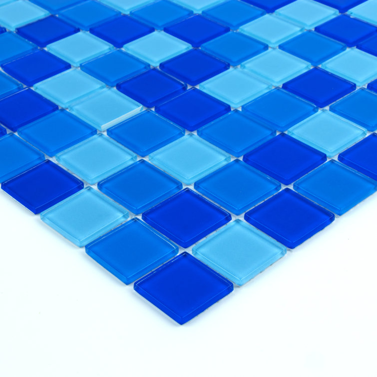 12" x 12" Polished Blue Glass Mosaic Wall Tile