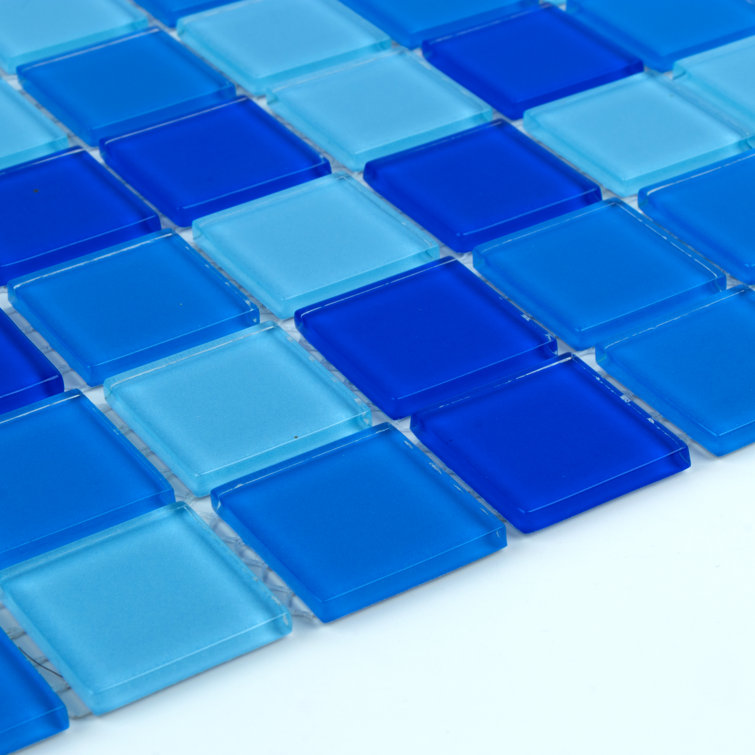 12" x 12" Polished Blue Glass Mosaic Wall Tile