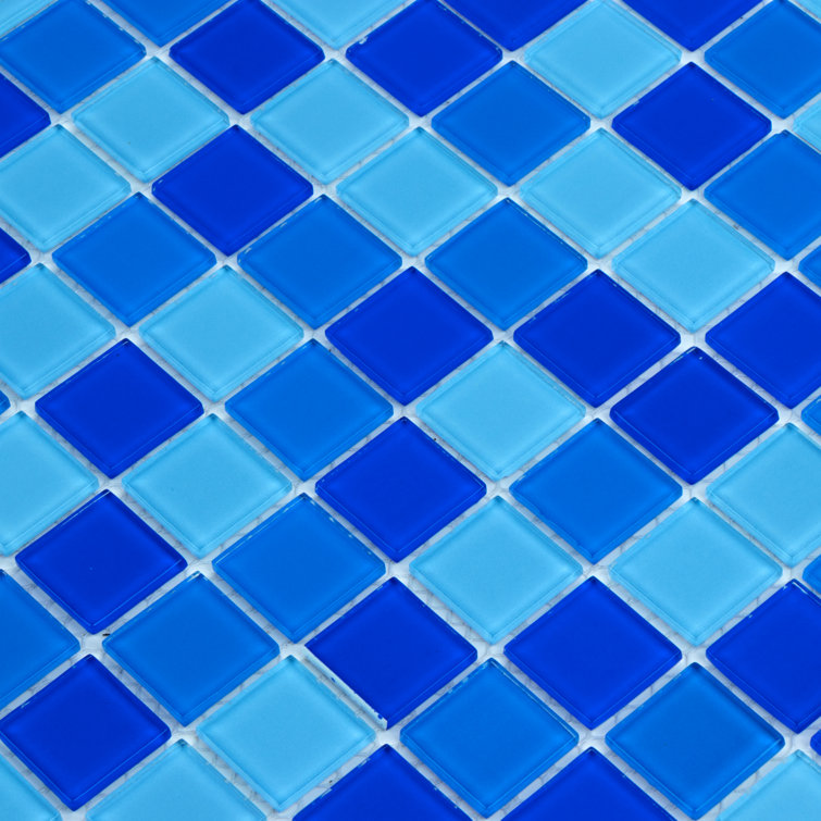 12" x 12" Polished Blue Glass Mosaic Wall Tile