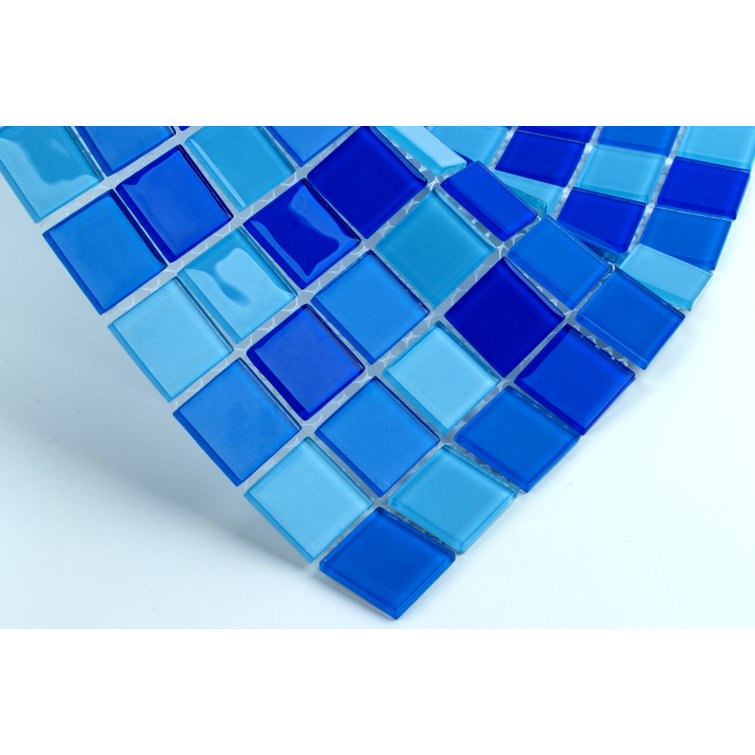 12" x 12" Polished Blue Glass Mosaic Wall Tile
