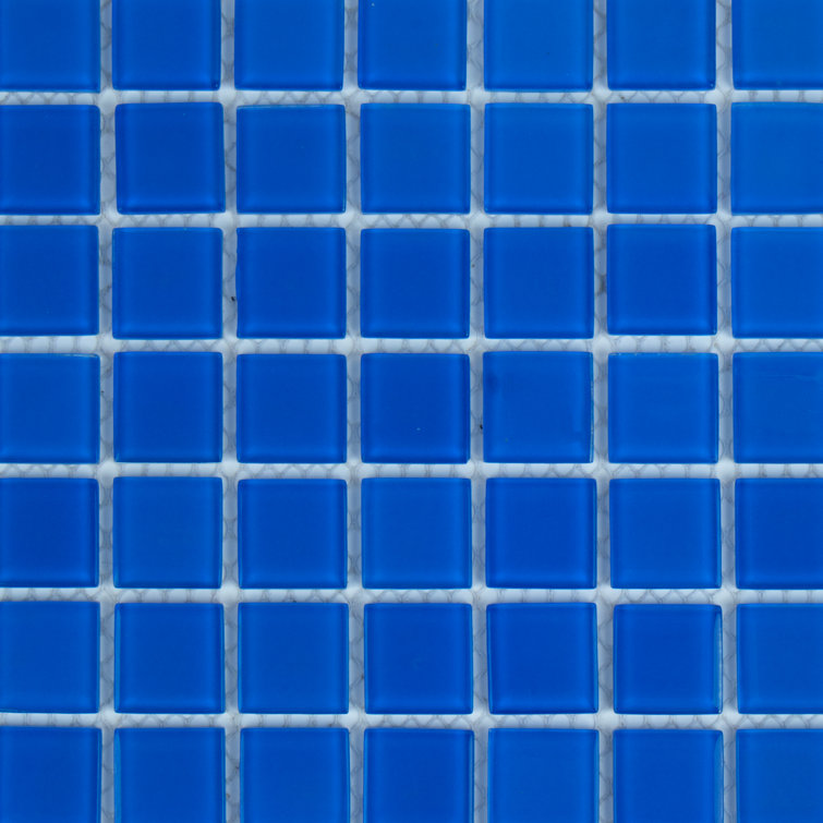12" x 12" Polished Blue Glass Mosaic Tile