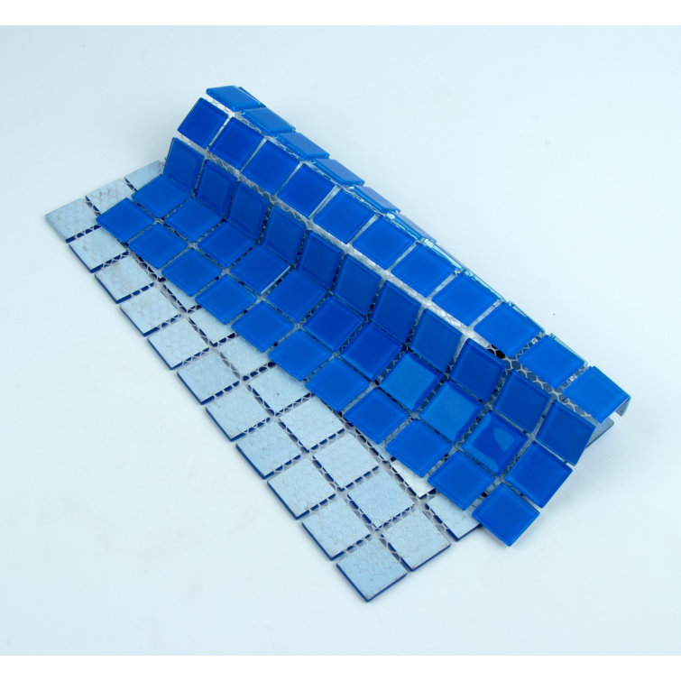 12" x 12" Polished Blue Glass Mosaic Tile