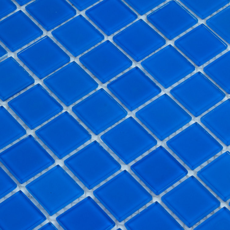 12" x 12" Polished Blue Glass Mosaic Tile