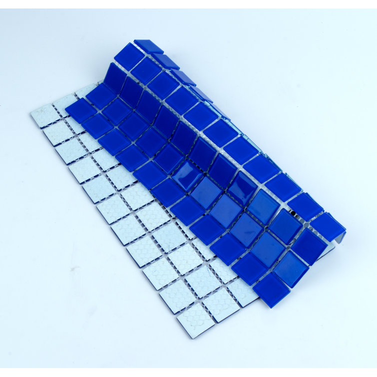 Deep Blue 12" x 12" Polished Glass Mosaic Tile