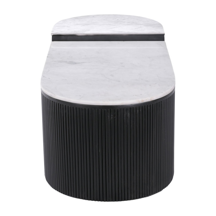 Doha Black and White Marble Top 2-Piece Coffee Table Set