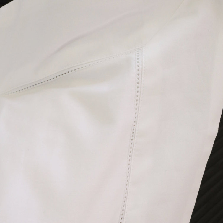 Ivory Queen Cotton Sateen Duvet Cover Set with Hemstitch