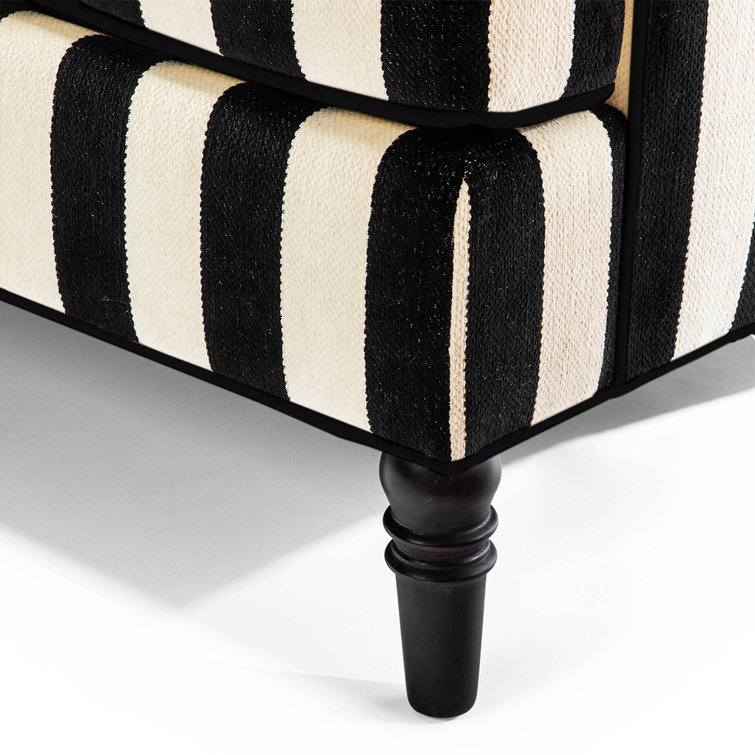 Black and White Chenille Two-Piece Right Arm Chaise Sectional