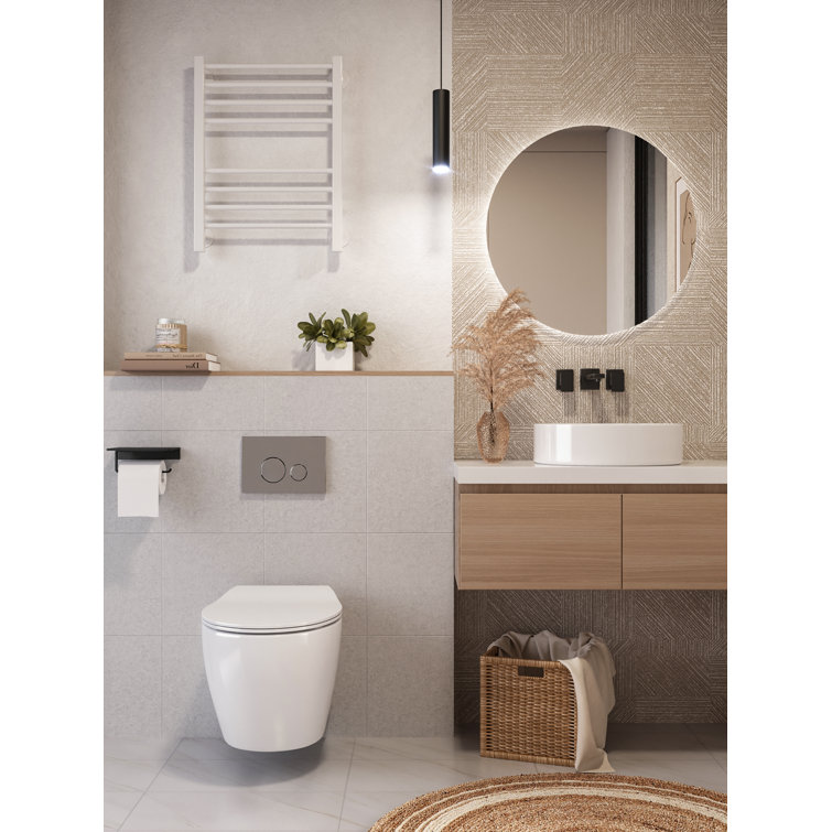 White Ceramic Elongated Wall Mounted Dual Flush Toilet