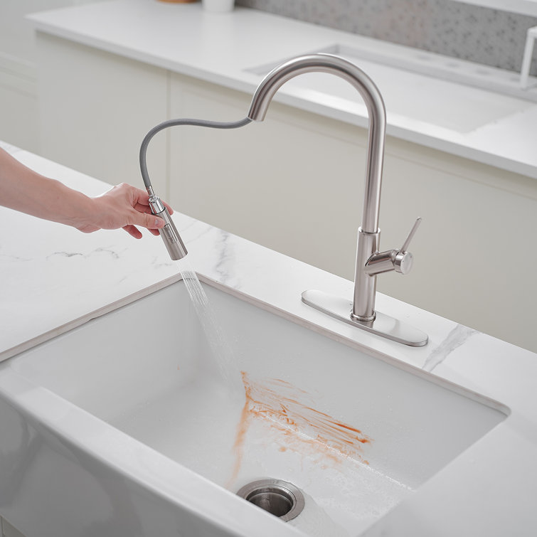 Nickel High-Arc Single Handle Pull-Down Kitchen Faucet