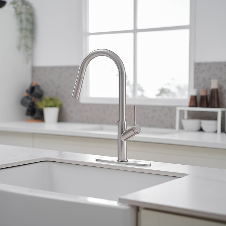 Nickel High-Arc Single Handle Pull-Down Kitchen Faucet