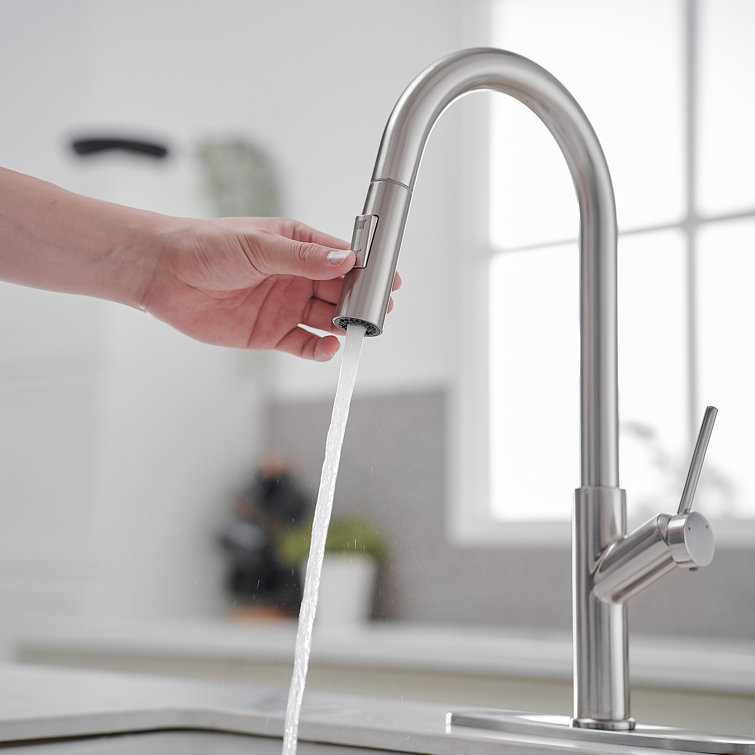 Nickel High-Arc Single Handle Pull-Down Kitchen Faucet