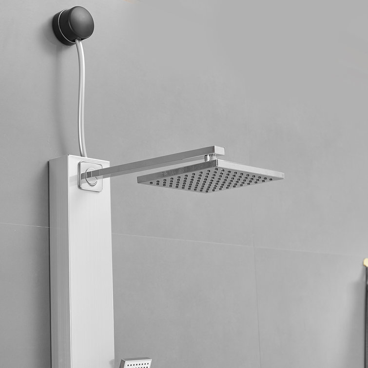 Polished Chrome Shower Panel System with Adjustable Rainfall Shower Head