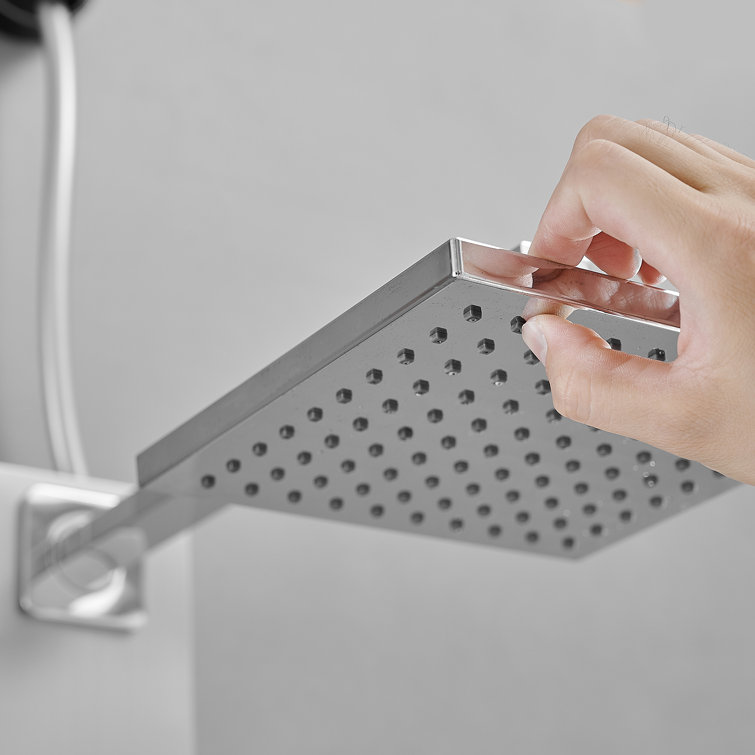 Polished Chrome Shower Panel System with Adjustable Rainfall Shower Head