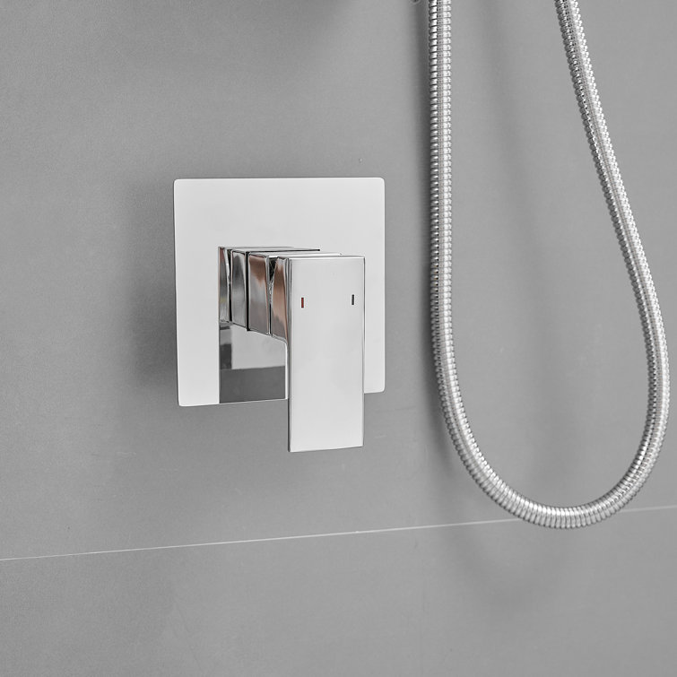 Polished Chrome Shower Panel System with Adjustable Rainfall Shower Head