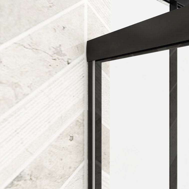 Black Framed Double Sliding Tub Door with Clear Tempered Glass