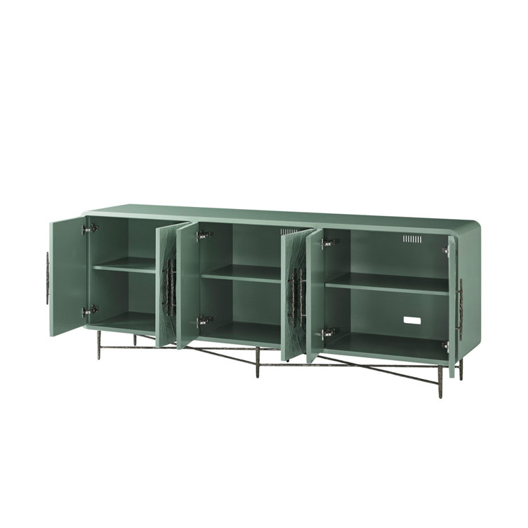 Sunburst Green Solid Wood 90'' Sideboard with Metal Base
