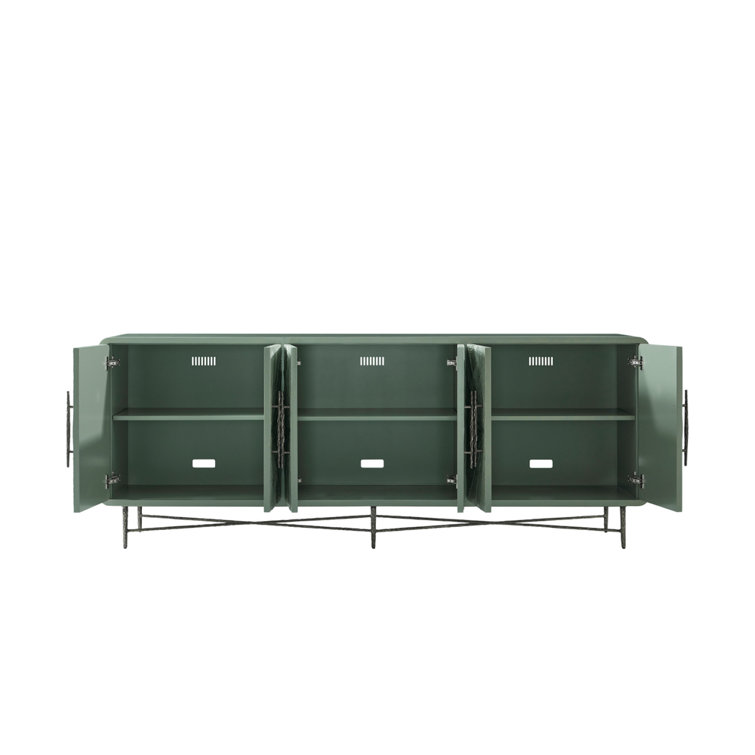 Sunburst Green Solid Wood 90'' Sideboard with Metal Base