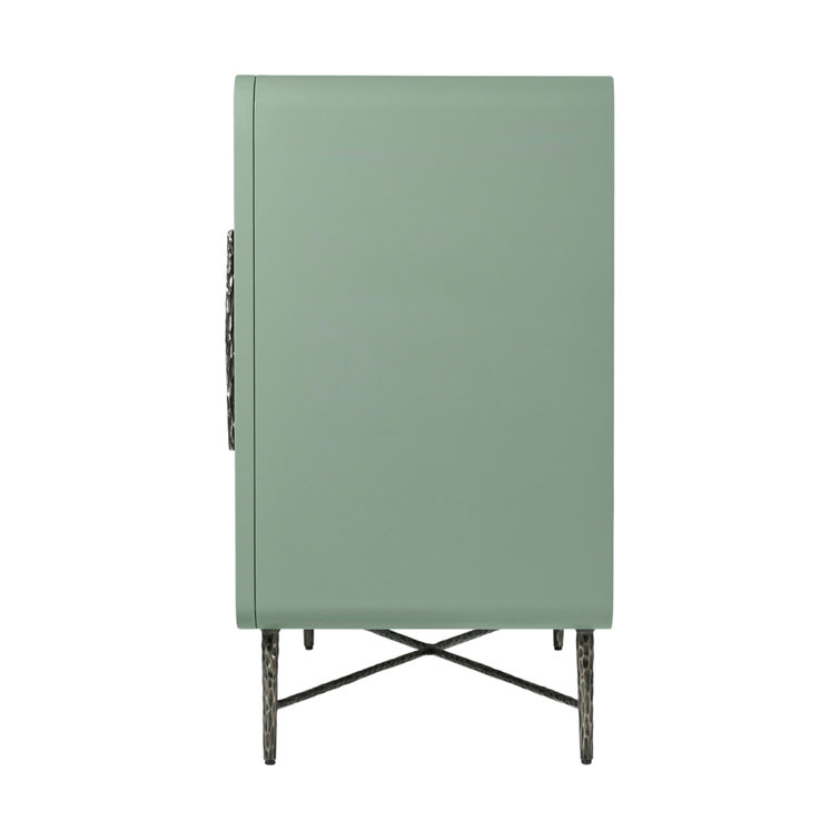 Sunburst Green Solid Wood 90'' Sideboard with Metal Base