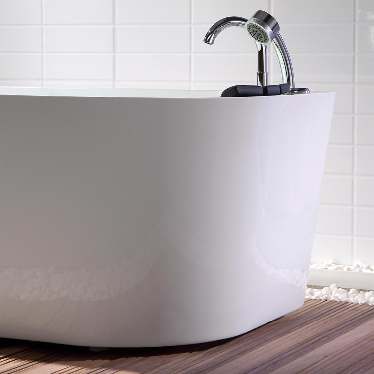 59'' White Freestanding Acrylic Whirlpool Bathtub with Faucet