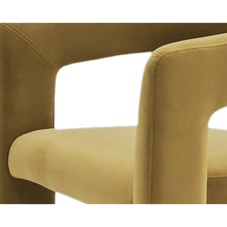 Tan Velvet Upholstered Dining Chair with Metal Legs